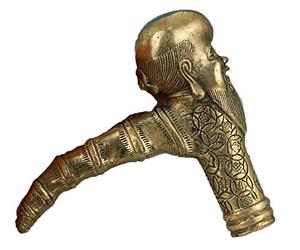 Copper Brass CHINESE crafts decoration Asian Chinese Old Hand Bronze Carved Buddha Sage Statue Walking SticK Head