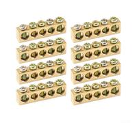 Copper Busbar Terminal 8PCS Grounding Bar for Electrical Wiring - High Conductivity Brass Block 5 7 10 Hole Secure Connection Industrial Panel(5-hole)