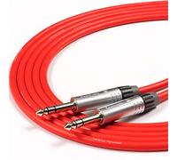 Copper Cables by designacable.com 15m - Red Tourgrade Balanced TRS Jack to Jack Lead - Handmade in the UK using foxTWO Cable & Seetronic MP3X Jacks.