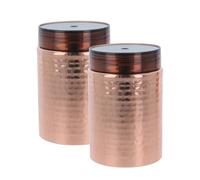 Copper Canisters 2 Pieces Kitchen Storage Hammered Stainless Steel Interior Vertical Canister Storage Tin Jar Multipurpose Airtight for Tea Coffee Sugar Dry Food Snacks Spices Seasoning (2PC - 500ml)