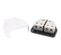 Copper Car Audio Fuse Holder Distribution Block 4X8 Gauge In 2X4 Gauge Out Ground Distribution Box for Automotive Electrical Systems(Black)