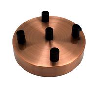 Copper Ceiling Rose 120mm Metal Round Light Fitting Base 5 Outlets Pendant Holder Plate Vintage Industrial Style Ceiling Plate Fixture With 25mm Height Without Cord Grip for Hanging Lamps Chandeliers