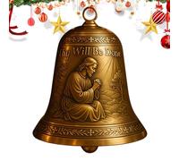 Copper Christmas Bell Jesus - 5cm Catholic Christmas Bell with Jesus Design | prayer bells, religious Christian bells for Christma tree, family, church & festive decoration