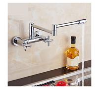 Copper Chrome-Plated Folding Into The Wall Kitchen Faucet Universal Swivel Hot and Cold Vegetable Basin Faucet Sink Bathtub Faucet(A)