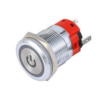 Copper chrome plated shell self-resetting metal button flat head 19mm(White,6V)