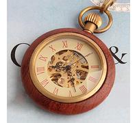 Copper Classic Hollow Retro Mechanical Pocket Watch Nostalgia Wood Grain Old Gifts Decorate Gift for Father Pocket Watch