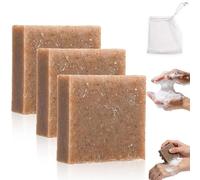 Copper Clay Soap, Handmade Mineral-Rich Purifying Bar for Face & Body, Skin Deep Cleanse Soap with Scrubber, Suitable for All Skin Types Especially Blemish-Prone/Oily Skin(3pcs Clay Soap)