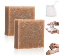 Copper Clay Soap, Handmade Mineral-Rich Purifying Bar for Face & Body, Skin Deep Cleanse Soap with Scrubber, Suitable for All Skin Types Especially Blemish-Prone/Oily Skin(2pcs Clay Soap)