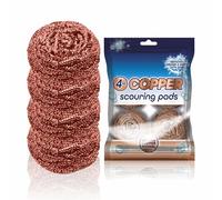 Copper Coated 4PC mini Scourer Stain Removing Cheap Kitchen Scourers For Cookware Removes Tough Grease Wire BBQ Pot Pan Scouring Pad Spiral Dish Cleaning Galvanized Mesh Steel Scrubbers (4)