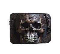 copper-colored skull Laptop Bag Convenient Shockproof 10 inch Stylish Print for Business Travel Work and Office