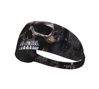 copper-colored skull Print Elastic Exercise Headband â€“ Fashionable Sports Headwear for Summer, Cycling, Yoga, and More