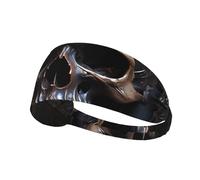 Copper-Colored Skull Printed Elastic Sports Headband Stretchy Sports Headband Suitable for Sports Travel and Indoor Fitness