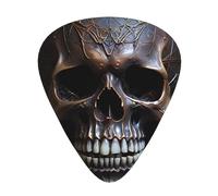 copper-colored skull Printed pick set - 12 pieces, thin, medium and thick guitar picks, suitable for guitar, bass, electric guitar and ukulele