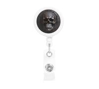 Copper-Colored Skull Retractable Badge Holder. Stylish Full-Width Print, Suitable for Offices, Schools, Hospitals, etc.