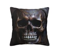 Copper-Colored Skull Throw Pillow Cover 18x18 in - Living Room Sofa Pillowcase/Cushion Cover, Suitable for Home Decoration