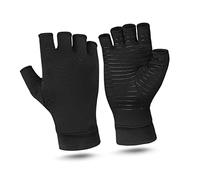 Copper Compression Arthritis Gloves Anti Slip Copper Infused Fingerless Gloves for Men Women (Black)