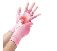 Copper Compression Arthritis Gloves, Best Copper Infused Glove for Women and Men, Fingerless, Pain Relief and Healing for Arthritis, Carpal Tunnel, 1 Pair (M, Pink)