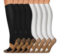 Copper Compression Socks 15-20 mmHg for Men & Women 8 Pairs - Circulation Support for Nurses, Travel, Running, Hiking, Soccer(S/M)
