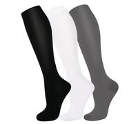 Copper Compression Socks For Men & Women(3 Pairs)- Best For Running,Athletic,Medical,Pregnancy and Travel -15-20mmHg, 042 Assort-black/White/Gray, Small-Medium