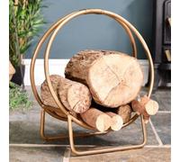 Copper Contemporary Circular Log Rack & Holder with Handle - 45cm