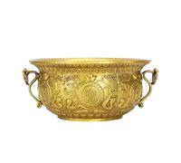 Copper Cornucopia Brass Cornucopia Desktop Ornament Chinese Decor Crystal Figurines Buddhist Offering Bowls Brass Treasure Basin Lovely Present Treasure,22cm