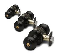 Copper Creek 3 Pack Colonial, Keyed Entry Function Door Knob - Black