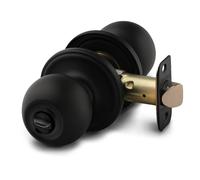 Copper Creek BK2030BC Ball Door Knob, Privacy Function, 1 Pack, in Black