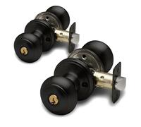 Copper Creek CK2040BC-2 Colonial Knob Keyed Entry Function Door Knob, 2 Pack, Black