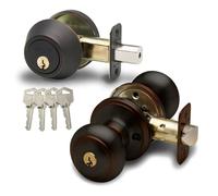 Copper Creek CKDB141-TB CKDB141TB Colonial Egg Door Knob keyed Alike with Deadbolt Combination, Tuscan Bonrze