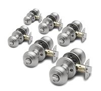Copper Creek Colonial Privacy Interior Door Knob - ANSI Grade-3 Certified, Modern Heavy Duty Handle, Easy Install and Reversible for Bedroom, Bathroom and Closets - Satin Stainless (6 Pack)