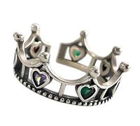 Copper Crowns Rings with Rainbow Stones Elegant Statement Pieces for Women Adjustable Fashion Rings