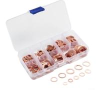 Copper Crush Washers Assorted Set M5-For Oil Sump Drain Gaskets for Engine Gearbox Hydraulic Fitting Automotive Motorcycle Boat Repair Flat Sealing Rings 200 Pieces
