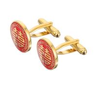 Copper Cuff Buttons Pair Red Chinese-style for Groom Best Man