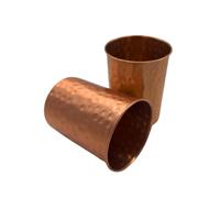 Copper Cups Set of 2 - Premium Copper Cup Made of 99.9% Pure Copper - 250ml Ayurveda Drinking Cups for Water - Handmade in India - Traditional Copper Water Cup (Hammer Strike)