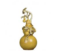 Copper Decorative Gourd Metal Ornament Figurine Sculpture Statue With Carved Stem Leaf And Vine Distinctive Shape Suitable for desk decor shelves consoles home office, No 2