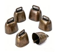 Copper Dog Bells 6 Pcs, Small Brass Pet Bells for Cow Horse Sheep Cats and Small Pets, Anti-Lost Anti-Theft Accessories