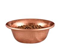 Copper Dog Bowl - Hammered Stackable No-Coating Wide Pet Food Water Dish | | Pure Metal Heavy Duty Rust Resistant Rustic Farmhouse Style Pet Feeding Supply For Small Medium Large Dogs Cats