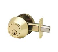 Copper Door Lock Cylinder Deadbolt Chrome Metal Dead Home Gate Single Bolt(Gold Plating)