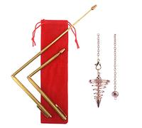 Copper Dowsing Rods, 3 Pieces Divining Rods Copper and Dowsing Pendulum for Ghosts Hunting, Energy Healing, Divining Water, Solid Coppers and Brass Dowsin-gs Rod-s