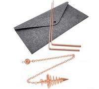 Copper Dowsing Rods Kit Set of 4 Brass Dowsing Rods and Pendulum Tools for Finding Water Mineral Veins Hidden Objects Adjustable Divining Rod Kit for Energy Detection and Outdoor Use (B)