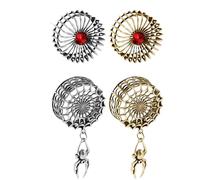 Copper Ear Tunnels Plugs 8-25mm, Vintage Gold & Ancient Silver Design with Red Cubic Zirconia Stones and Hollowed-Out Bat Motifs, Ear Stretching Body Jewelry(NO-1,12mm)