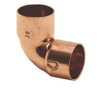 Copper END Feed Equal 90° Elbows 22MM, Suitable for Drinking Water, Suitable for Water, Oil & Gas Systems, Suitable for Hard & Soft Water Areas, 5 in Pack