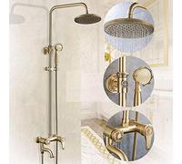 Copper European Antique Bathroom Set Round Top Spray Booster Handheld Shower System 3 Function Lifting Rod With Faucet Bronze Beautiful practical