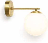 Copper Exterior Wall Sconce with White Glass Globe for Porch Entryways | Brushed copper frame and white glass globe, Diffuse downward glow for safer steps, Retro accent for porches and patios