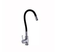 Copper Faucet - Single Lever Pull - down Kitchen Sink Faucet with Rotating Hot and Cold Water Tap Universal (Color : Black, Size : One size) (Black One Size)