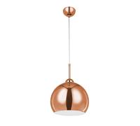 Copper Finish Pendant Light, Modern Ball-Shaped Hanging Lamp With White Inner Shade, Metal Lighting Pendant Premier Housewares Gold One Size