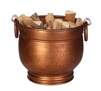 Copper Fireside Coal Scuttle Bucket Hearth Kindling Log Basket Hand Hammered Recycled Iron Fireplace Storage