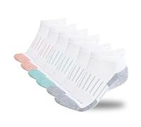 Copper Fit Ankle Length Sport Socks - 3 Pairs, White/Multi, S-M, Unisex Adults