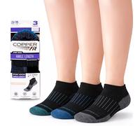 Copper Fit Ankle Length Sport Socks, Black/Multi, Small-Medium