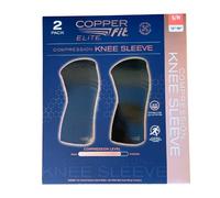 Copper Fit Elite Knee Compression Sleeve Knee Brace 2-Pack, Black (Small/Medium 12"-16")